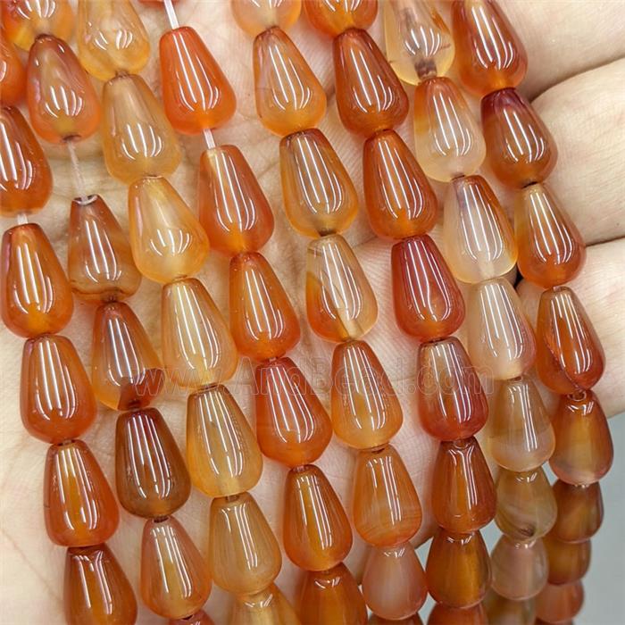 Natural Red Agate Teardrop Beads