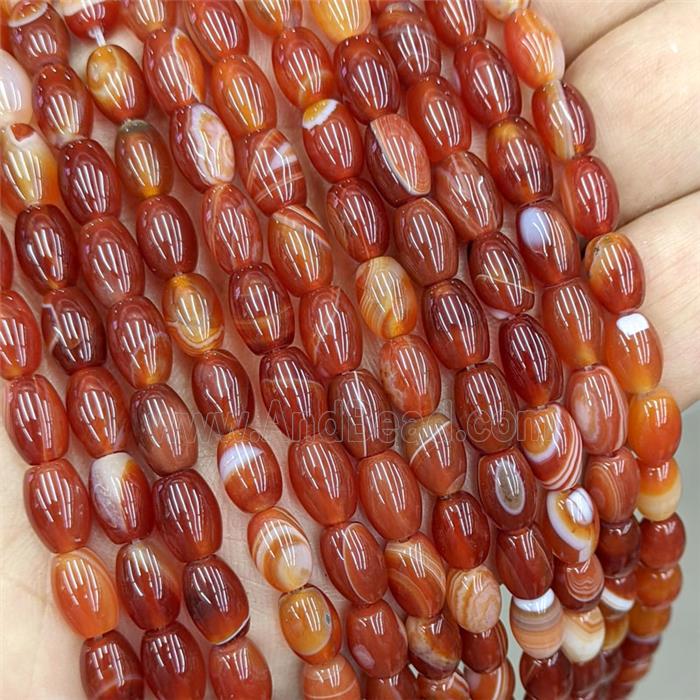 Natural Red Stripe Agate Barrel Beads Dye