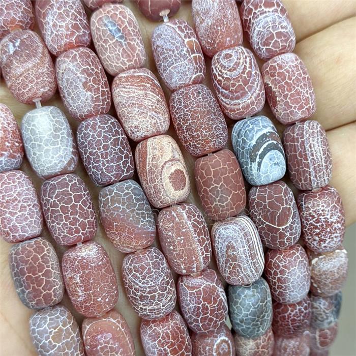 Red Fire Agate Barrel Beads