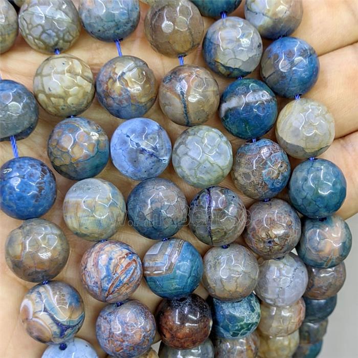CoffeeBlue Agate Beads Faceted Round B-Grade Dye