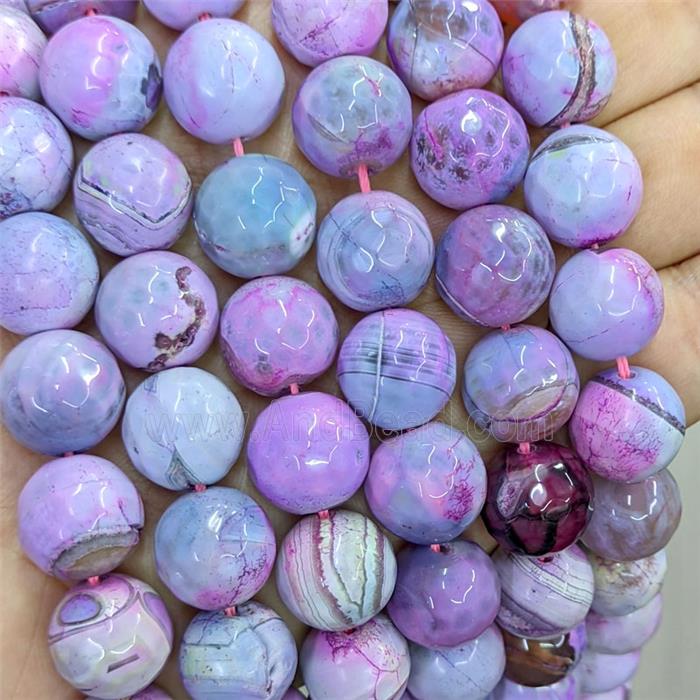 Lavender Agate Beads Faceted Round Dye B-Grade