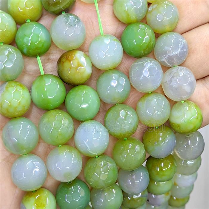 Green Agate Beads Faceted Round Dye