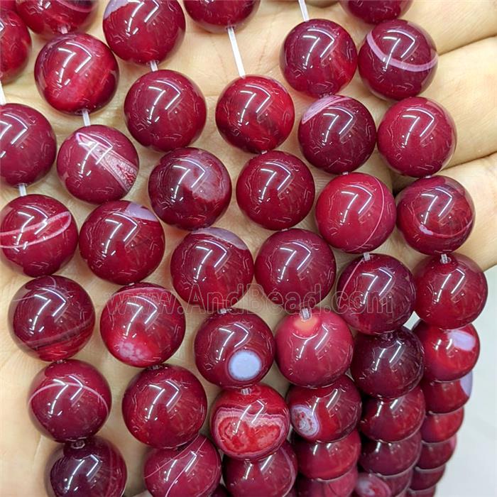 Red Agate Beads Smooth Round Dye