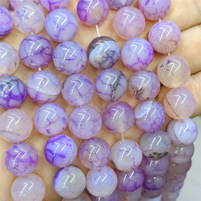 Lavender Veins Agate Beads Smooth Round Dye