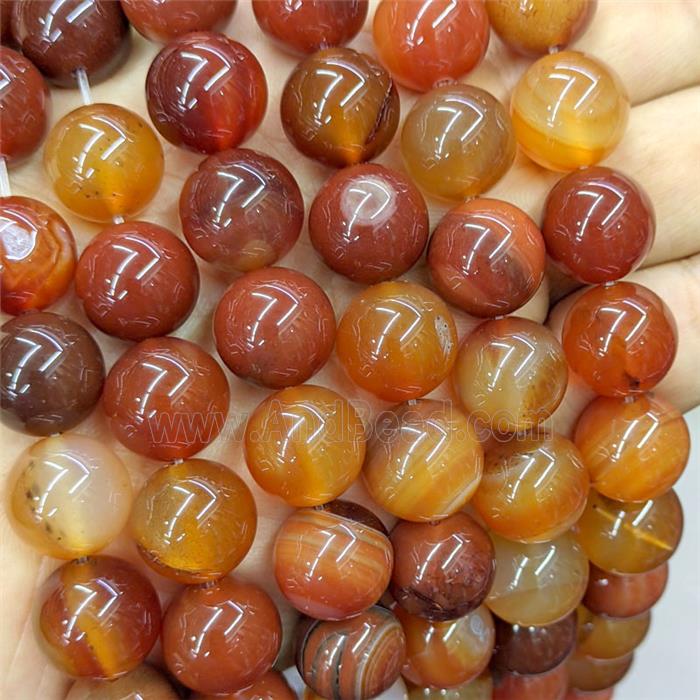 Red Agate Beads Smooth Round Dye