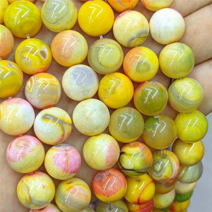 Agate Beads Smooth Round Dye Multicolor