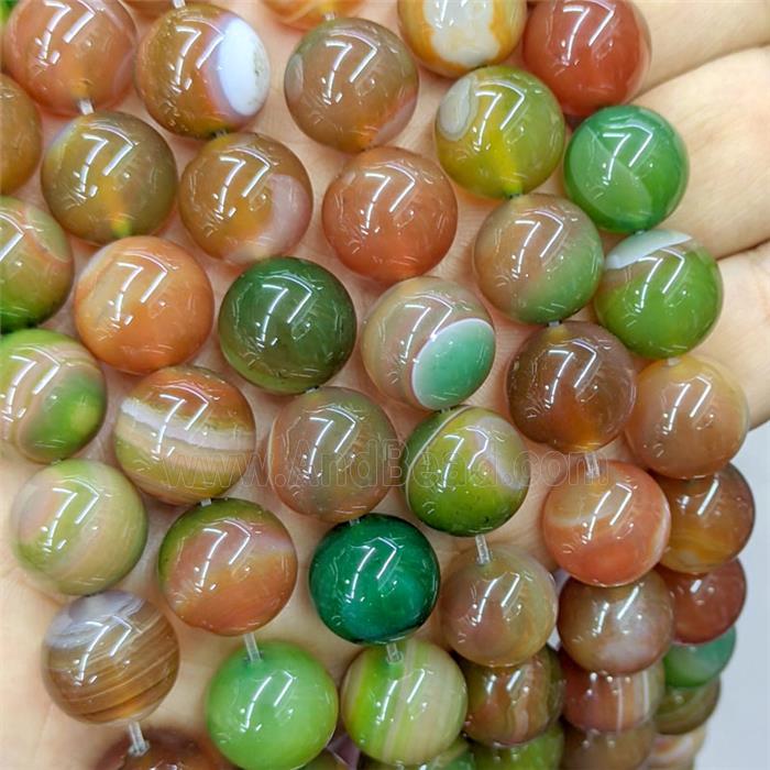 RedGreen Agate Beads Smooth Round Dye