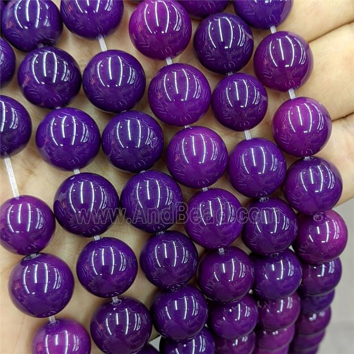 Purple Agate Round Beads Smooth Dye