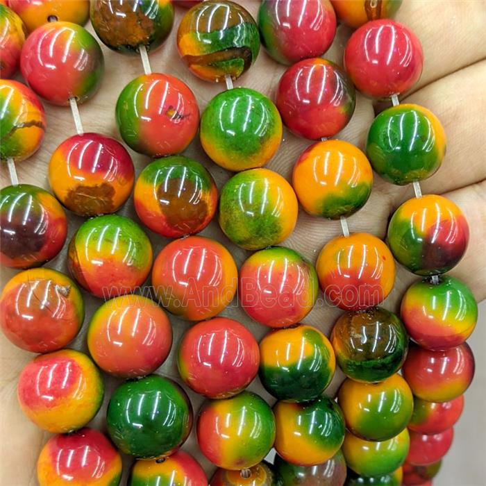 Agate Round Beads Smooth Dye Multicolor