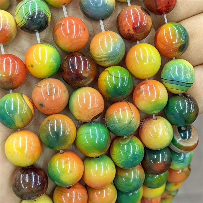 Agate Round Beads Smooth Dye Multicolor