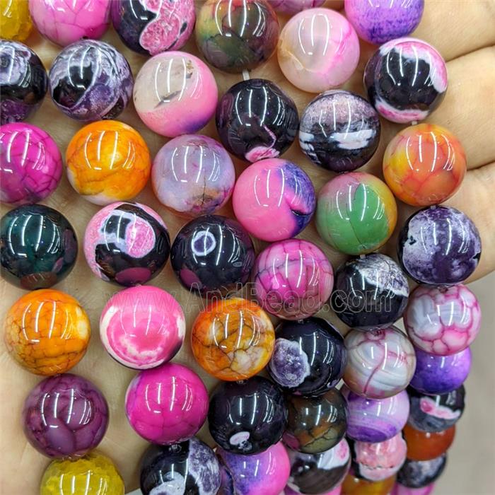 Agate Round Beads Smooth Dye Mixed Color