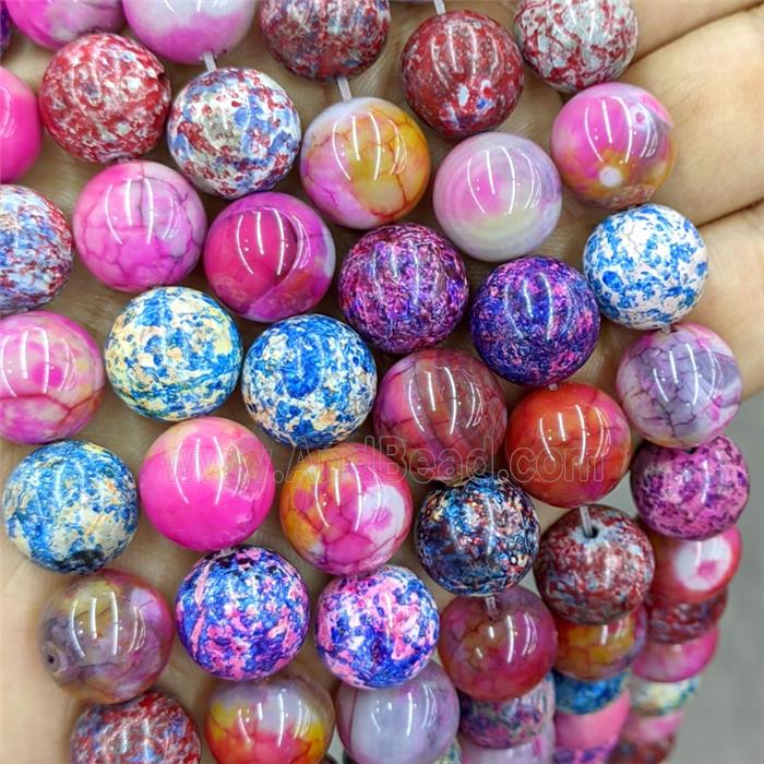 Agate Round Beads Smooth Dye Mixed Color