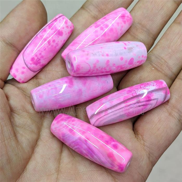 Natural Agate Rice Beads Pink Dye