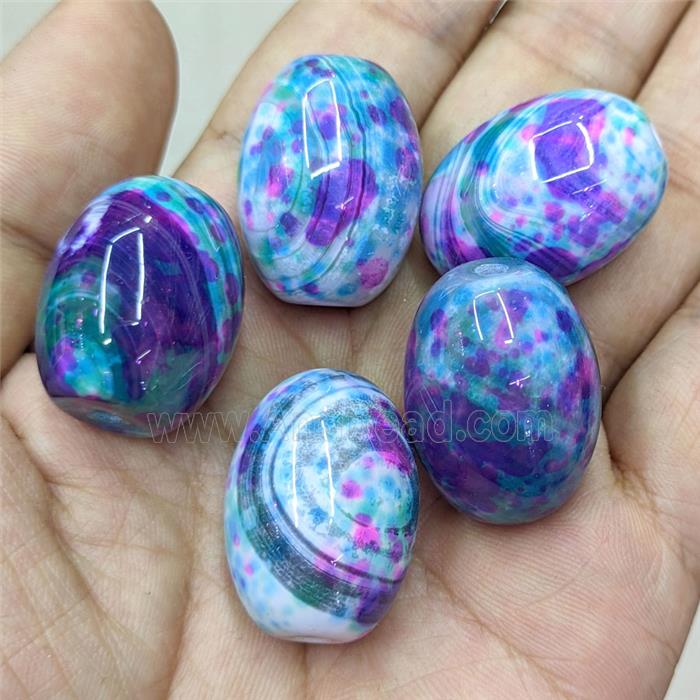 Natural Agate Barrel Beads Multicolor Dye