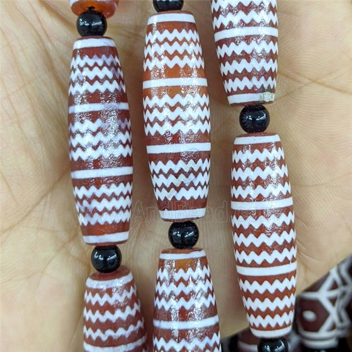 Tibetan Style Agate Rice Beads Redcoffee Dye