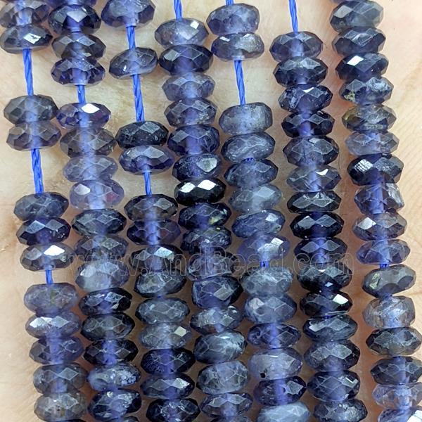Natural Iolite Beads Faceted Rondelle Inkblue