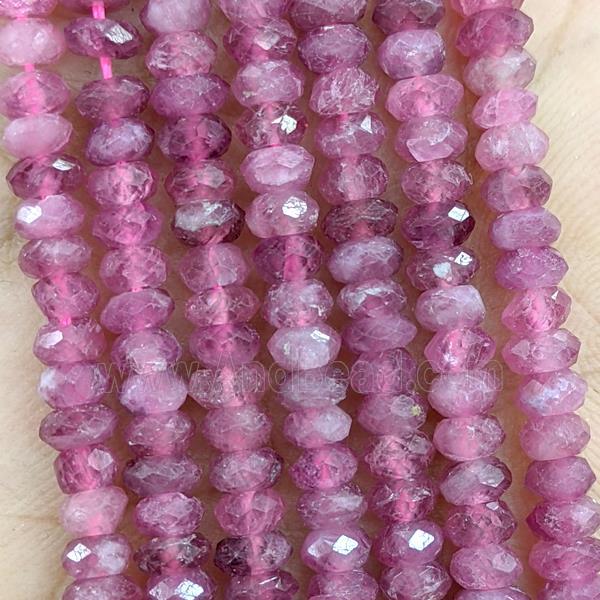 Natural Pink Tourmaline Beads Faceted Rondelle