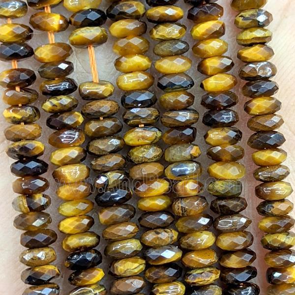 Natural Tiger Eye Stone Beads Faceted Rondelle
