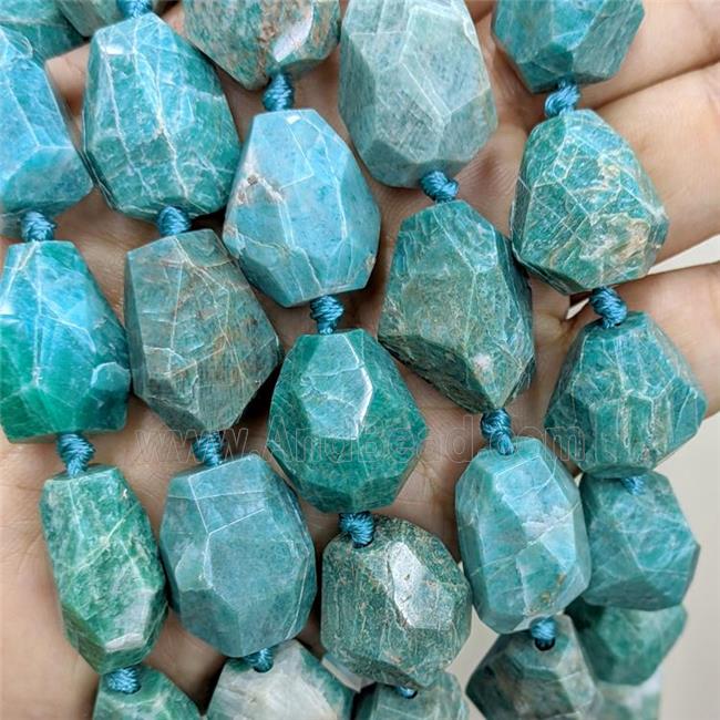Natural Green Amazonite Nugget Beads Faceted Freeform