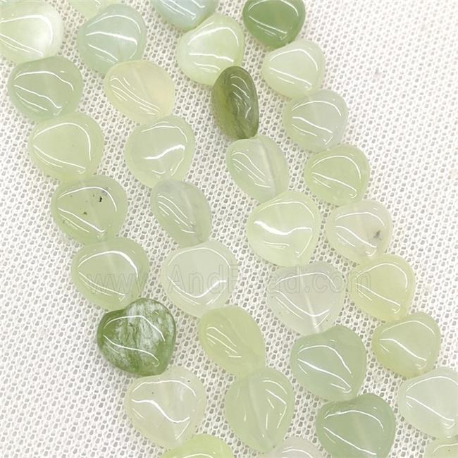 Natural New Mountain Jade Heart Beads Lt.green