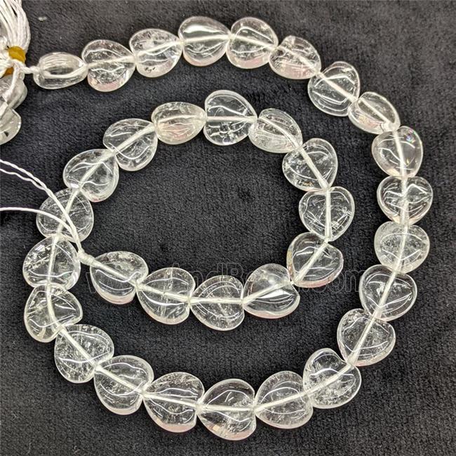 Natural Clear Quartz Heart Beads