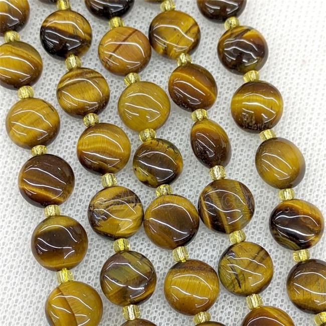 Natural Tiger Eye Stone Beads Coin