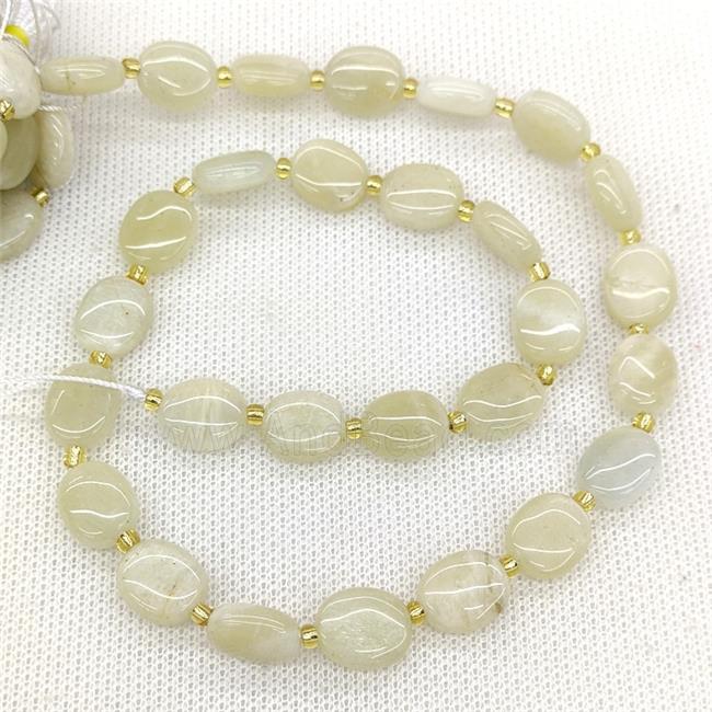 Natural White Moonstone Oval Beads