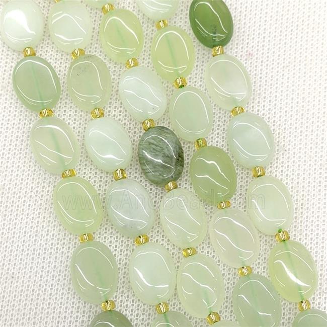 Natural New Mountain Jade Oval Beads Lt.green