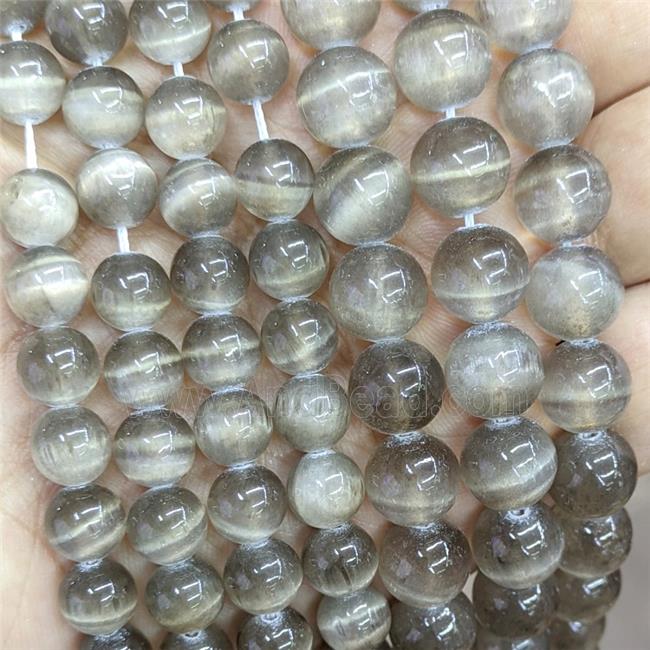 Natural Selenite Beads Coffee Dye Smooth Round