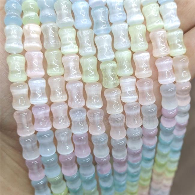 Natural Selenite Beads Bamboo Mixed Color