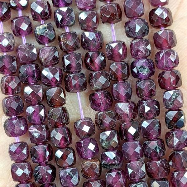 Natural Purple Garnet Beads Faceted Cube