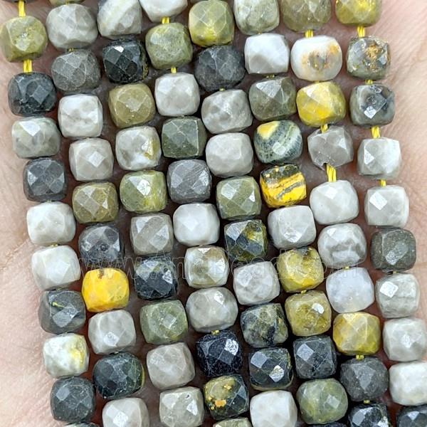 Natural Bumblebee Jasper Beads Yellow Faceted Cube