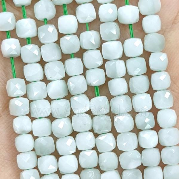 Snowflake Angelite Beads Faceted Cube Lt.green