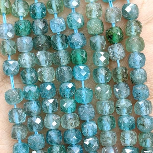 Natural Blue Apatite Beads Faceted Cube