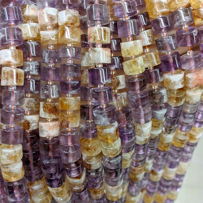 Natural Amethyst And Citrine Beads Heishi Mixed