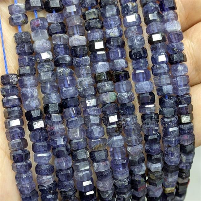 Natural Iolite Beads Hexagon Inkblue