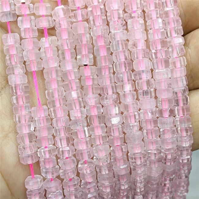 Natural Pink Rose Quartz Hexagon Beads