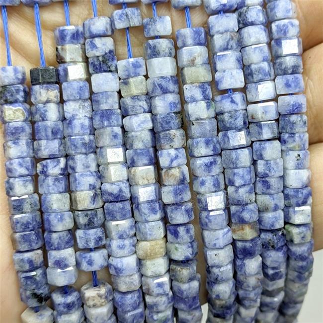 Natural Blue Dalmatian Jasper Hexagon Beads