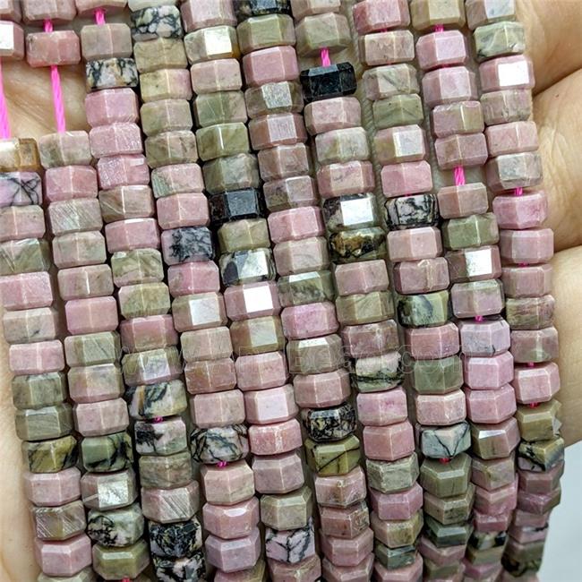 Natural Chinese Rhodonite Hexagon Beads Pink