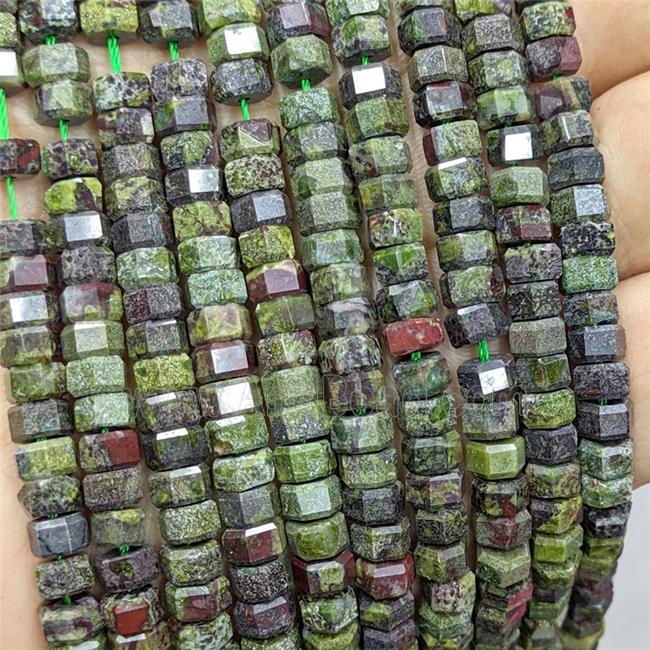 Natural Dragon Bloodstone Hexagon Beads Green