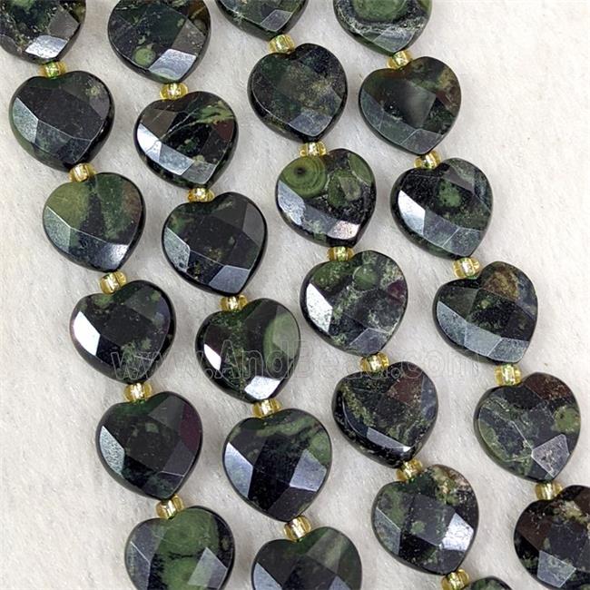 Natural Kambaba Jasper Heart Beads Faceted