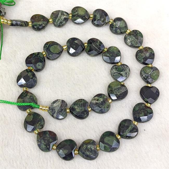Natural Kambaba Jasper Heart Beads Faceted