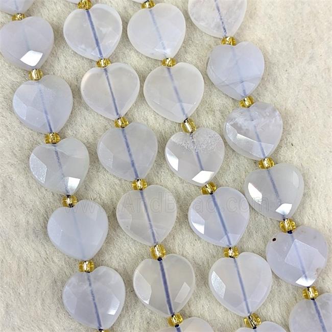 Natural Blue Chalcedony Heart Beads Faceted
