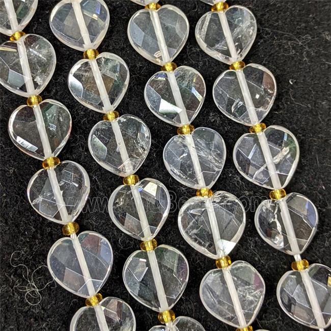 Natural Clear Quartz Beads Faceted Heart