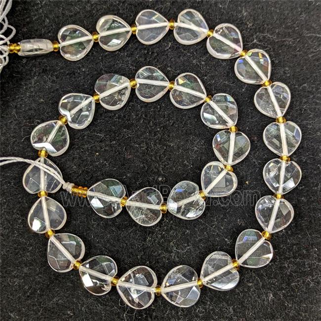 Natural Clear Quartz Beads Faceted Heart