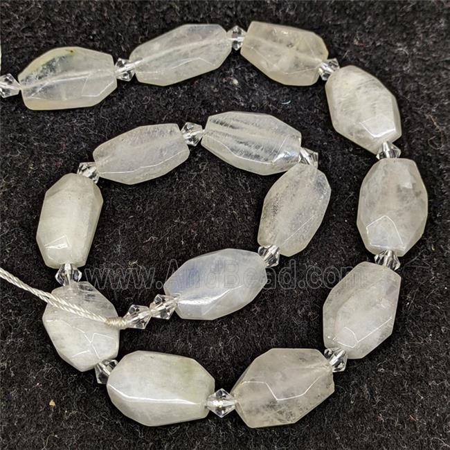Natural White Moonstone Nugget Beads Faceted Freeform