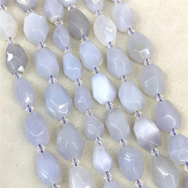 Natural Blue Chalcedony Nugget Beads Faceted Freeform