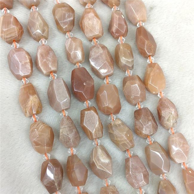 Natural Sunstone Nugget Beads Faceted Freeform Peach