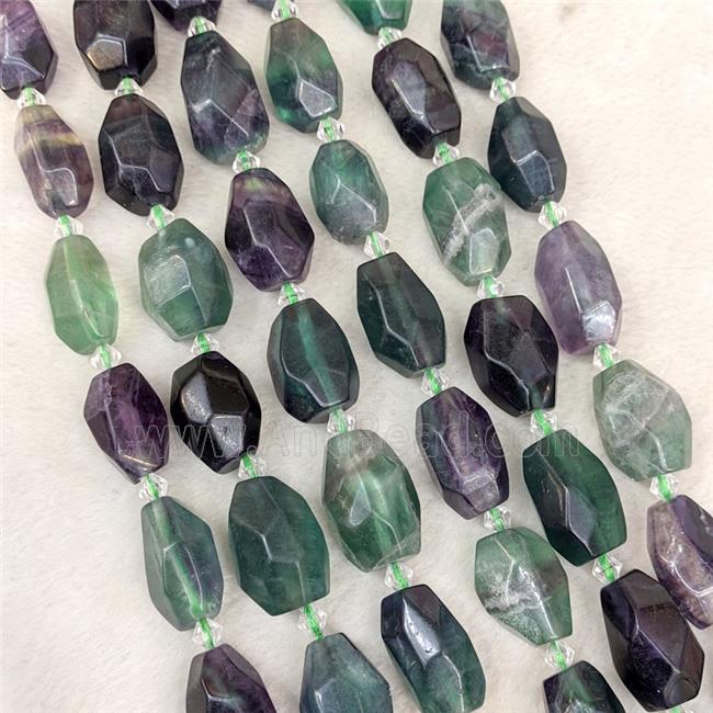 Natural Fluorite Nugget Beads Faceted Freeform Multicolor
