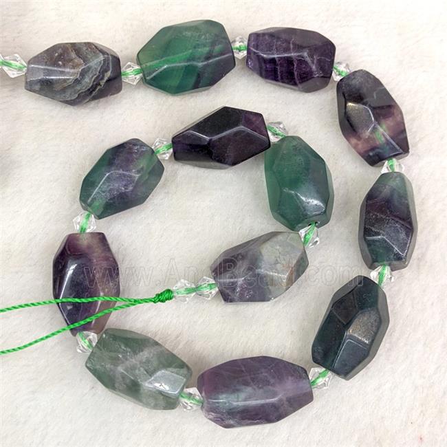 Natural Fluorite Nugget Beads Faceted Freeform Multicolor